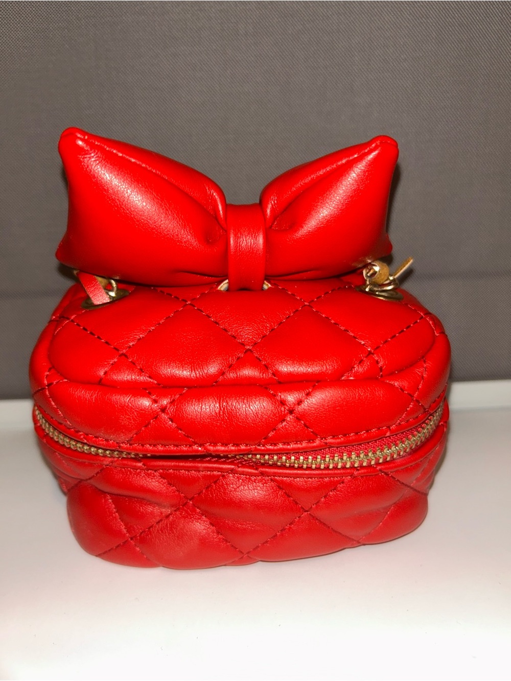 Red Quilted Mini Bow Crossbody Purse